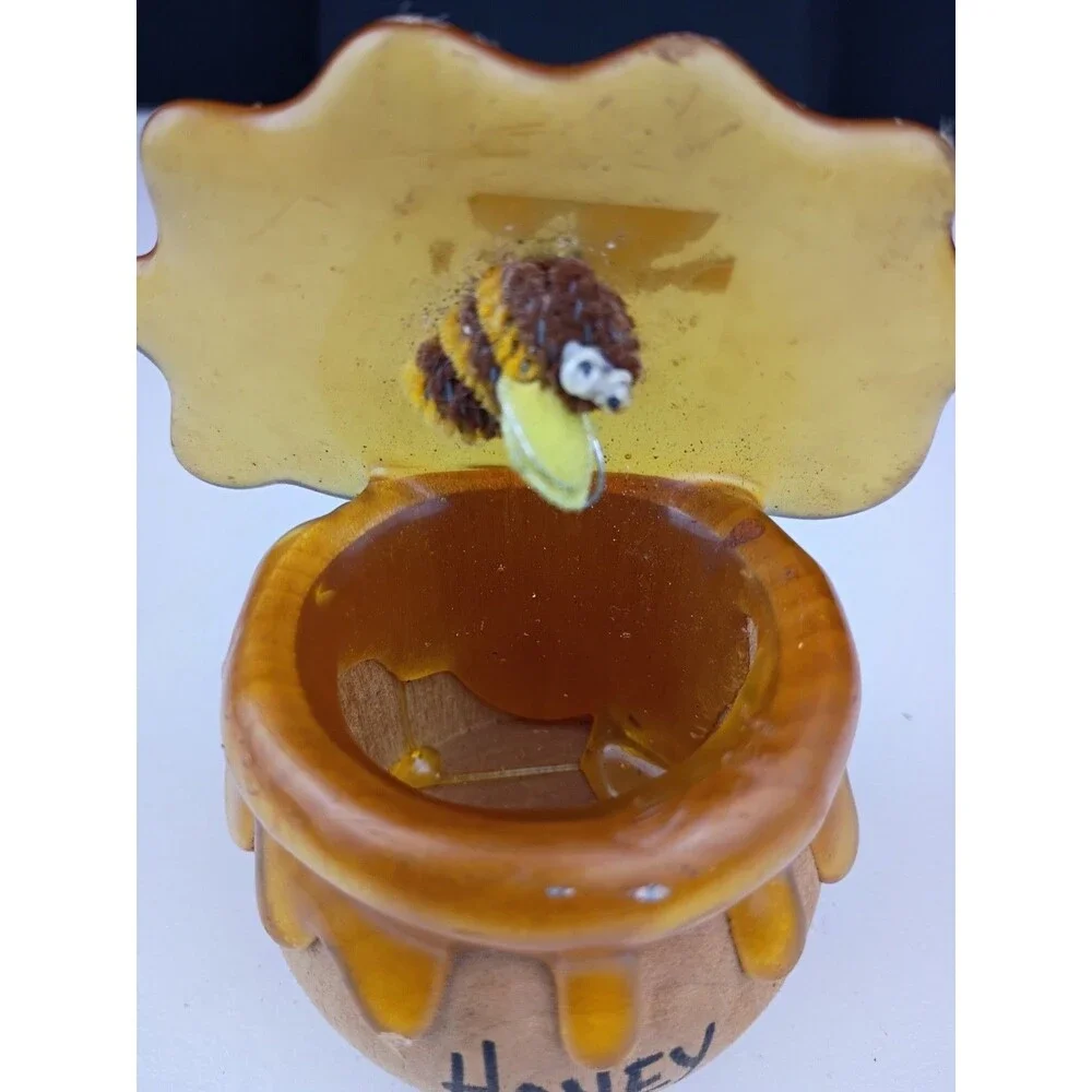 Vintage Wood  Honey Miel Honey Pot Pencil/Stick/Sewing Needles  Holder 🐝 Bee